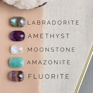 Labradorite arc-en-ciel pierre de lune Fluorite améthyste perle de Bohème argent 925 plaqué or avec perle de diamant - Product Image 5