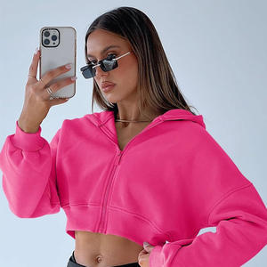 Sudadera con capucha recortada para mujer de marca con logotipo personalizado bordado de impresión OEM ODM Streetwear Fabricante directo de fábrica Proveedor - Product Image 5