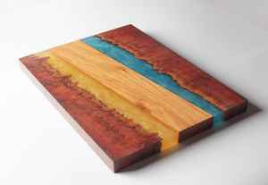 Ensemble de 4 sous-verres en bois d'acacia et résine avec panneau de verre suspendu pour le service à la maison et à l'hôtel - Product Image 5