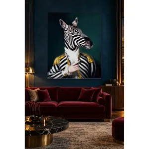Fida Zebra-Headed Gentleman in Epaulette Jacket Canvas Print - Product Image 5