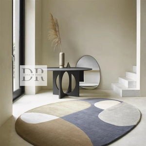 Élégant tapis en laine de Nouvelle-Zélande de forme ovale 100% fait à la main de haute qualité touffeté à la main pour le salon - Product Image 1