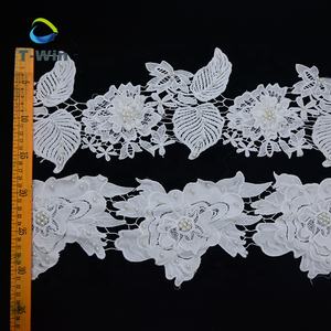 Hermoso Encaje de Guipur con Cristales de Perla en 3D, Adorno de Encaje de Diamantes Bordado para Ropa Blanca, Estilo Español - Product Image 6