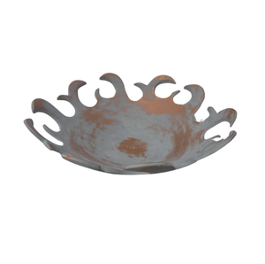 Bol rond en aluminium blanc avec finition antique en cuivre bol de service alimentaire fait à la main personnalisé en gros en vrac - Product Image 1