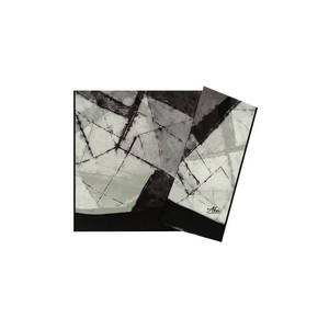 Geometric Pattern Printed Scarf-Grey and Black Polyester Rectangular - Product Image 1