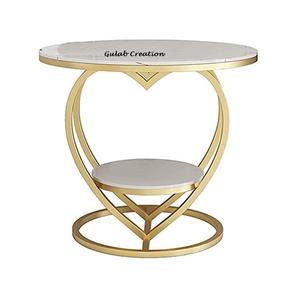Mesita de noche de mesa de madera en forma de corazón con marco de metal elegante mesa de acento central para decoración de dormitorio, sala de estar o salón - Product Image 1