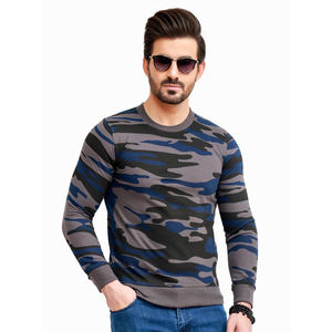 Sweat-shirt à col rond en coton uni de haute qualité pour hommes hauts d'hiver avec logo personnalisé sérigraphie Streetwear - Product Image 1