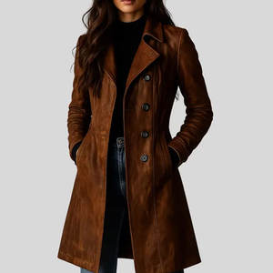 Manteau d'hiver en cuir véritable de luxe avec un design élégant, caractéristiques écologiques et coupe-vent, ajustement confortable - Product Image 1