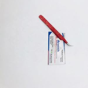 ที่หนีบขนตาปลอมแบบโค้งสีทองแหนบเคลือบสีแดงทำจากสเตนเลสที่ติดเพชรอุปกรณ์ต่อขนตา - Product Image 6