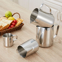 Pitcher Susu Barista Stainless Steel 304 1mm, Pembuat Latte Art, Penghangat Cangkir, Kotak, Panci Pemanas, Pitcher Kopi Susu, Berbagai Ukuran