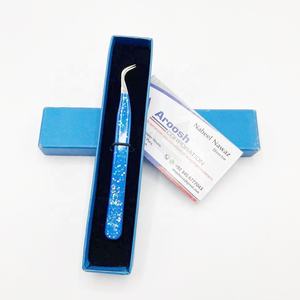 Pince à épiler professionnelle d'extension de cils en acier inoxydable de haute qualité Type de courbe noire pointe pointue durable Aroosh Corp personnalisé - Product Image 5