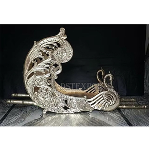 Style paon doré mariée Doli/Palki élégant mariage hindou paon Palanquins mariage métal sculpté paon Doli - Product Image 2