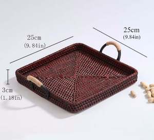 Meilleure vente plateau de service en rotin de grande taille plateau alimentaire en rotin tissé à la main plateau en rotin de forme personnalisée de haute qualité - Product Image 1