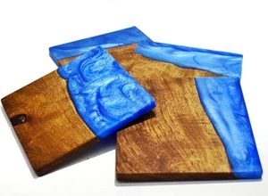 Tabla de cortar de madera y resina hecha a mano para decoración de cocina moderna Resina epoxi de lujo y tabla de cortar de madera para restaurante en casa - Product Image 2