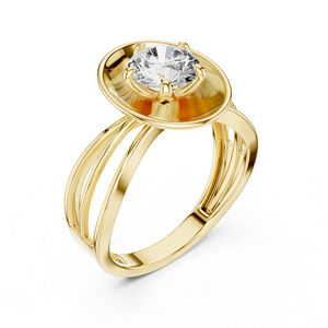 Bague de fiançailles en or jaune 14 carats avec diamant rond de laboratoire |   Nouveau diamant cultivé - Product Image 6