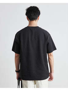 Camiseta de Estilo Americano 100% Algodón para Hombre, 210 g/m², 63% Algodón, 37% Poliéster, Corte Holgado con Costuras y Bordados a la Vista - Product Image 3