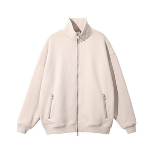 Veste à col montant à double fermeture éclair en polaire 360g, style streetwear, pour hommes et femmes, coupe ample, col montant, fermeture éclair, fournisseurs personnalisés - Product Image 4