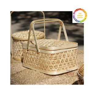 Mini caja de baratija de bambú de madera de Estilo Vintage organizador hecho a mano para pequeños coleccionables - Product Image 3