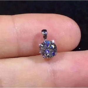 Colgante Solitario de Diamante de Corte Redondo de 2 Quilates, Calidad AAA+, VVS1/D, Cadena Gratis, Acabado en Oro Blanco de 14K, Cus-Jew46 - Product Image 1