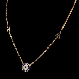 Elegante cadena de oro amarillo de 14 quilates con colgante redondo Diseño de 16 pulgadas con diamantes y piedras de colores Joyería ligera - Product Image 6