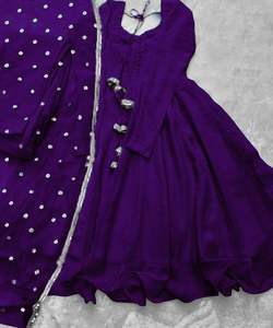 Attarctive Georgette Embroidery Sequence Work Gown with Dupatta Wedding Wear Wholesale Price Ethnic Garment Khimar - Product Image 2