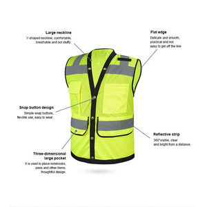 Gilet de sécurité haute visibilité à poches, classe 2, gilet de sécurité réfléchissant à haute visibilité pour hommes et femmes, gilet de travail pour la construction - Product Image 5