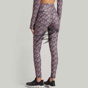 Custom Flower Printed Full Length Mid Waist Spandex/Polyester Workout <b>Leggings</b> for Women Gym Yoga Buttery Soft Durable Tights - Product Image 4