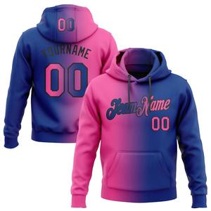 Direct Industry Wholesale 3D Embroidered Custom Stitched Aqua Neon <b>Pink</b>-Black Gradient Fashion Sports Pullover Sweatshirt <b>Hoodie</b> - Product Image 4