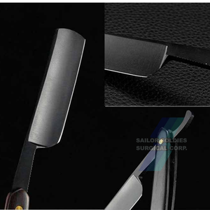 มีดโกนตรงด้ามจับไม้แบบสแตนเลสพับได้มีดโกนหนวดสีดำดีไซน์ล่าสุด - Product Image 4