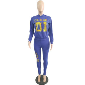 Survêtement en molleton de coton de haute qualité pour femmes, tenue décontractée d'hiver avec logo brodé personnalisé, ensembles de style solide - Product Image 2