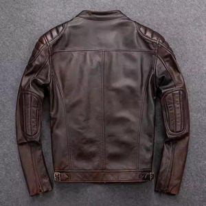 Veste en cuir véritable coupe ajustée et élégante pour hommes Veste d'hiver à col montant et fermeture à glissière design sur mesure à la mode pour hommes - Product Image 5