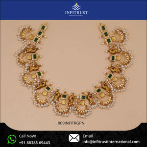 Temple de la India glamurosa Lakshmi Ji, adornos chapados en oro, plata de ley 925, collar de piedra multicolor para la venta, el mejor precio - Product Image 2