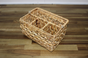 Panier de rangement multifonctionnel rectangulaire rustique en jacinthe d'eau tissé à la main, écologique, avec poignée, Artex Dong Thap - Product Image 4