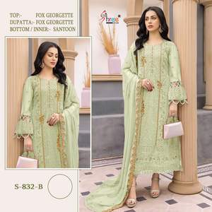 Dernière tenue de créateur Trendy Heavy fausse Georgette Salwar Kameez avec broderie séquentielle Travail d'approvisionnement en gros en usine - Product Image 6