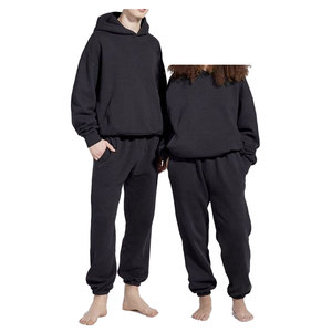 Venta al por mayor de invierno de lujo 100% de algodón orgánico Pull Over Plain pantalones de chándal de gran tamaño y conjunto de Sudadera con capucha Unisex - Product Image 6