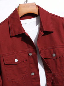 แจ็กเก็ตผ้ายีนส์แบบมีกระเป๋าของผู้ชายสไตล์ Y2K วินเทจกระเป๋ามีกระดุมคอตั้งทรงหลวมเหมาะสำหรับฤดูใบไม้ผลิ - Product Image 2