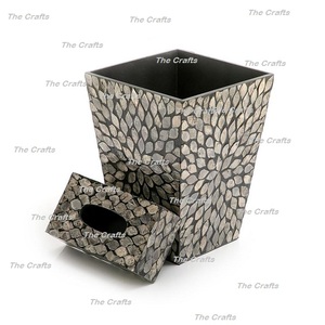 ถังขยะไม้ดีไซน์ทันสมัยประดับมุกพร้อมกล่องใส่กระดาษทิชชู่ คุณภาพระดับพรีเมียม - Product Image 5