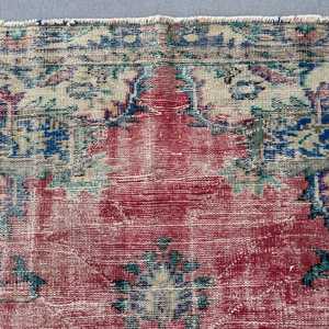 พรมวินเทจขนาด 5.2x8.7 ฟุต พรมตุรกีขนาดใหญ่ พรมลายปะติดสีแดง - Product Image 5