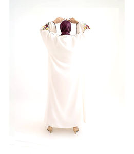 Robes modestes couleur unie traditionnel classique islamique musulman plaqué abaya pour femmes - Product Image 5