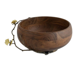 Cuenco de madera con mango de diseño de hoja de Calidad exclusiva para Hotel y restaurante Forma redondeada Cuenco de fruta y ensalada de madera de acacia - Product Image 2