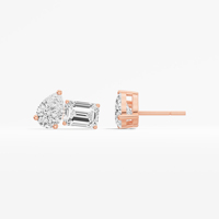 Exclusivos Pendientes de Botón Clásicos Toi Et Moi con Moissanita Corte Esmeralda en Forma de Pera de 1.83 Ctw VABS DIAMOND, Hechos a Mano en Plata 925 para Mujer