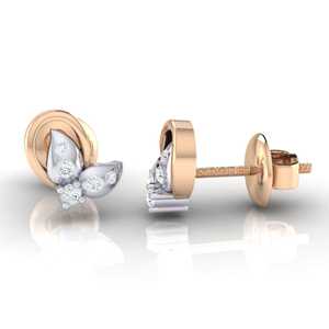 Boucles d'oreilles certifiées or 14 carats avec 10 pierres, serties de diamants véritables, tendance, plaquées or blanc, rose et jaune, 0,07 ct, pour fiançailles, perle - Product Image 2