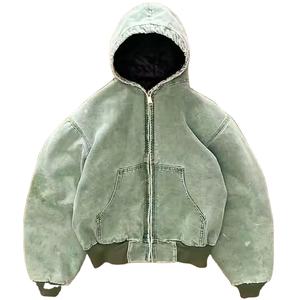 Sudadera con capucha y cremallera lavado ácido para hombre 100% algodón básico Oversized Fit Front Logo cuello con capucha BY BS 2026 - Product Image 5