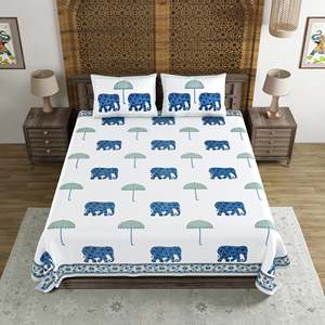 BLOCKS of INDIA Hand Block Impreso Algodón Super King Size Sábana 270X270 Color 9-Sábanas ajustadas y planas - Product Image 6