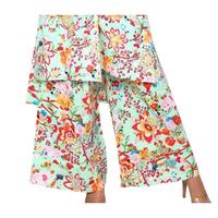 Conjunto Kimono Palazo, Simple y Casual, 100% Algodón, Suave y Transpirable para Verano, Dos Piezas, Estampado Floral, Cuello en V, Conjunto de Bata y Pijama para Mujer, Adultos