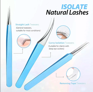 Pince à épiler en acier inoxydable de haute qualité à tête droite/courbée, pointe fine, sûre pour les extensions de cils ANAAIF ENTERPRISES - Product Image 2