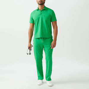 เสื้อสครับผู้ชายน้ำหนักเบาพิมพ์ลายโลโก้ได้ตามต้องการชุดเครื่องแบบทางการแพทย์ที่ทนทานสำหรับคลินิกและแล็บในโรงพยาบาล - Product Image 4