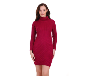 Đầm len nữ dáng ôm body, cổ shawl, kiểu dáng thanh lịch, chất liệu dệt kim 3D, họa tiết kim cương, thích hợp cho mùa thu đông. - Product Image 1