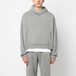 Liso grueso 360gsm Boxy sudaderas con capucha en blanco para hombre 100% algodón de gran tamaño de lana personalizado transpirable de peso pesado recortado - Product Image 6