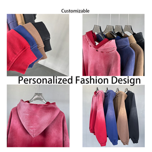 Personnalisé Unisexe Blanc Vintage Dégradé À Capuche Hommes À Capuche Surdimensionné Lavage À L'acide Distressed Lourd Pull Casual Hoodies - Product Image 2