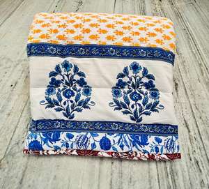 <b>Indian</b> Jaipur Rajai Hand Block Traditional Printed Light Weight Quilt Blanket Rajai Ethnic Bed Spread Home Decor <b>Throw</b> - Product Image 2